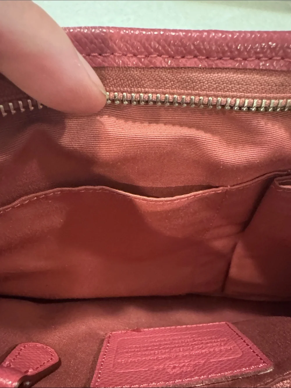 Coach Brown Signature Crossbody with Pink Trim and Strap